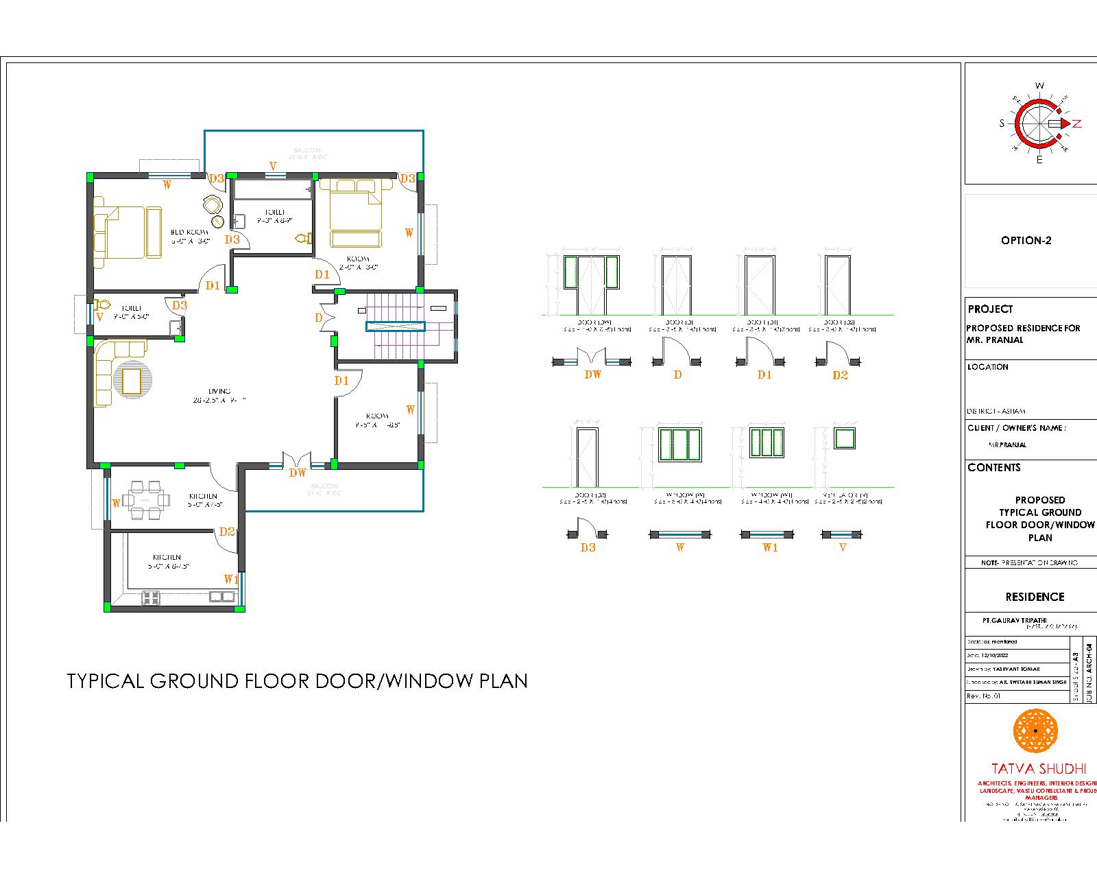 Door windows plan by architect in Varanasi